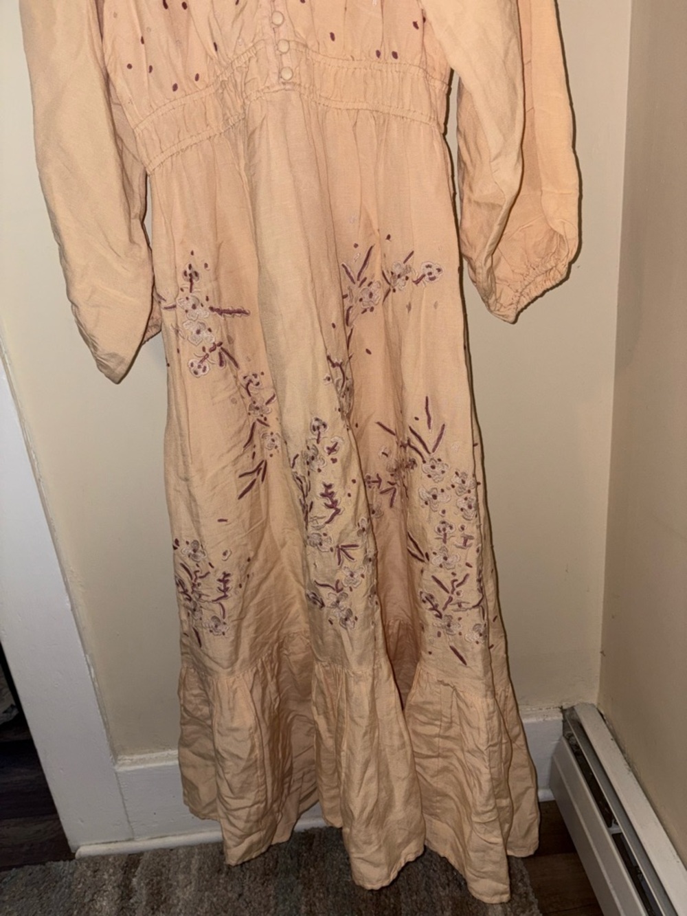 BY Anthropologie Peach Embroidered Maxi Dress - Picture 3 of 8